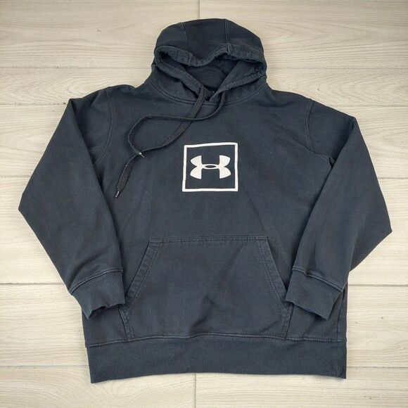 Under Armour Hoodie Mens Large Black Kangaroo‎ Pocket Cotton Streetwear Pullover - Picture 1 of 7